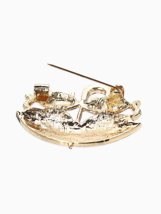 Брошь «Кошки» в зонте, осенняя, цвет коричневый в золоте