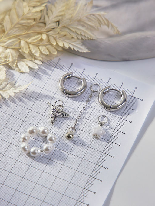 Серьги со съёмным элементом «Трансформер» птица, белые в серебре