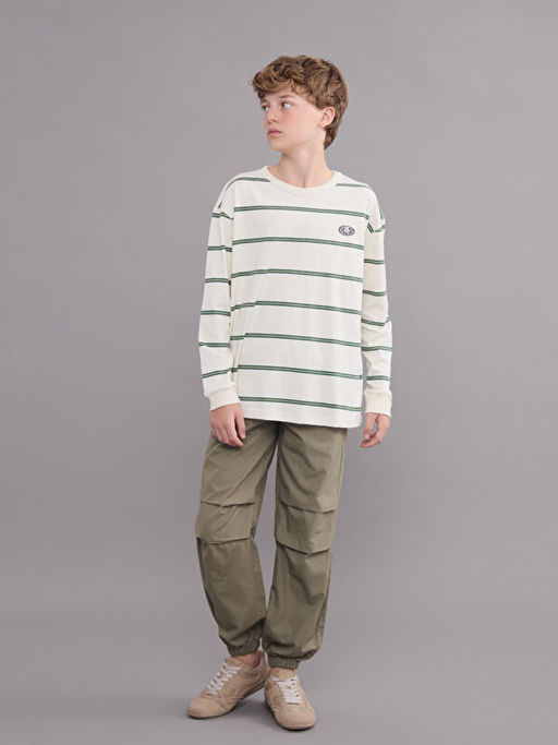 Bisiklet Yaka ?izgili Erkek ?ocuk Ti??rt