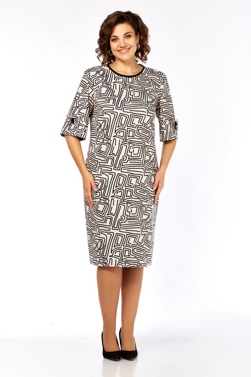 Платье Элль стиль 2406 бежевый/черный фото 4