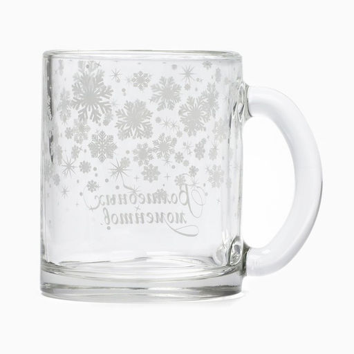 Кружка стеклянная новогодняя Снежинки, 300 мл