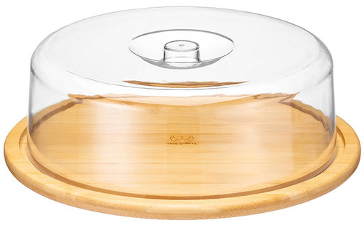 Блюдо сервировочное 29*29*9 см, бамбуковое с пластиковой крышкой