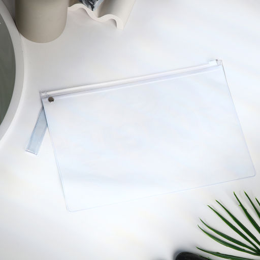 Цена за 2 шт. Косметичка для бассейна с застёжкая зип-лок, большая, принт Тропический, прозрачная/зелёная - Simaland фото 2