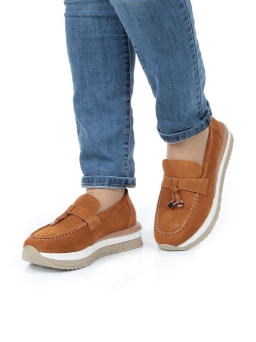 03-5951-2 BROWN Лоферы женские (натуральная замша) - No name фото 3