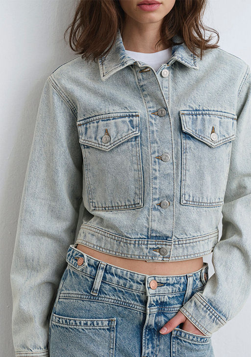 Risa All Blue Golgeli Buz Mavi Jean Ceket  фото 5