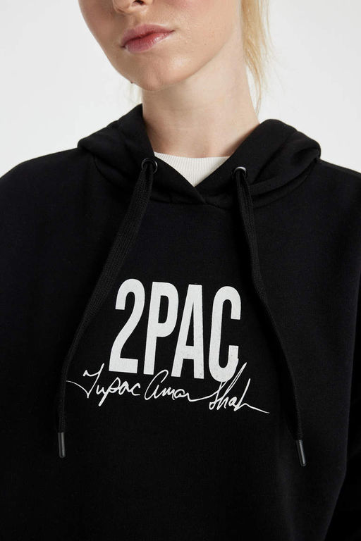 Толстовка оверсайз с капюшоном Cool Tupac Shakur - Defacto фото 4
