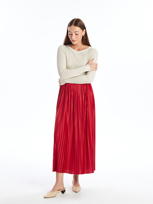 Beli Lastikli Kad?n Pileli Etek