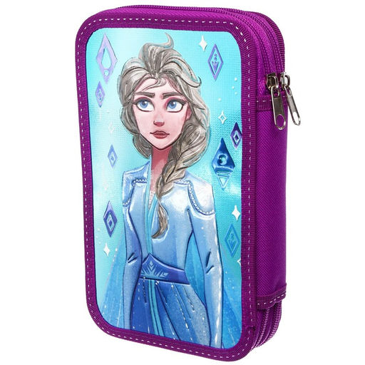 Пенал каркасный с эффектом металлик, 2 секции, 12.5×20.5×4 см, ламинированный картон, «Холодное сердце»