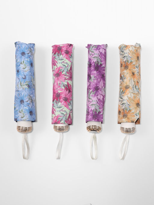 Зонт механический Ромашки, эпонж, 4 сложения, 8 спиц, R=48/55 см, d=96 см, МИКС