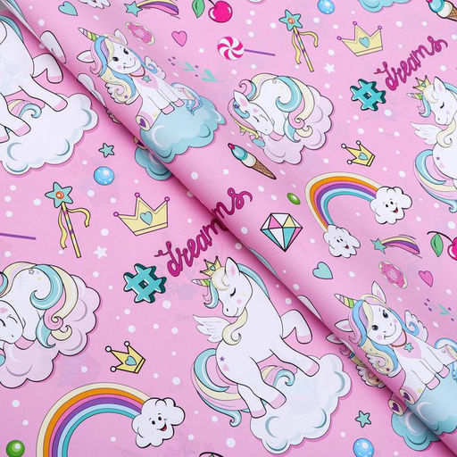Цена за 10 шт. Бумага упаковочная глянцевая двусторонняя Единороги, 70 х 100 см - UPAK LAND фото 2
