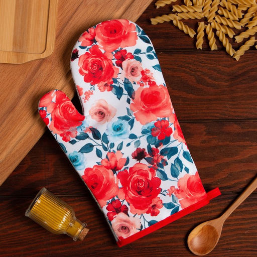 Цена за 2 шт. Варежка Доляна «Розы» 26×16 см, 100% п/э