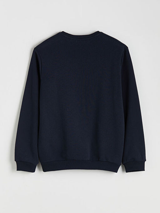 Bisiklet Yaka Bask?l? Erkek Sweatshirt