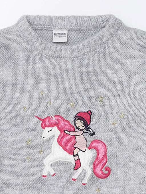 Bisiklet Yaka Nak??l? Uzun Kollu K?z ?ocuk Triko Kazak - Waikiki фото 3