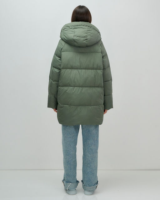 Куртка двубортная женская зимняя с капюшоном цвета хаки 7736Kh Бренд: Visdeer  фото 6