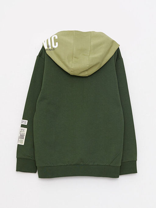 Kap??onlu Bask?l? Uzun Kollu Erkek ?ocuk Sweatshirt - Waikiki фото 2