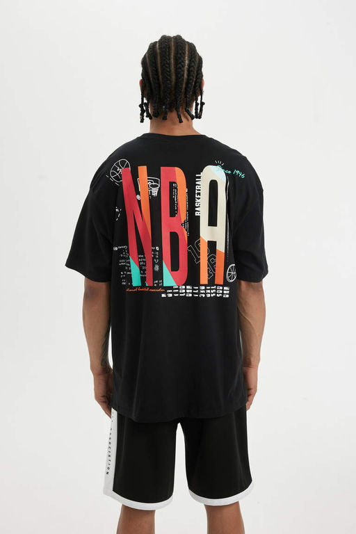 DeFactoFit Футболка Oversize с круглым вырезом и короткими рукавами NBA Wordmark  фото 4