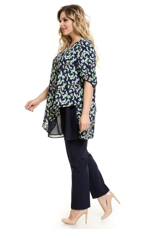 Блузка 1016 бирюзовый узор - Novita фото 4