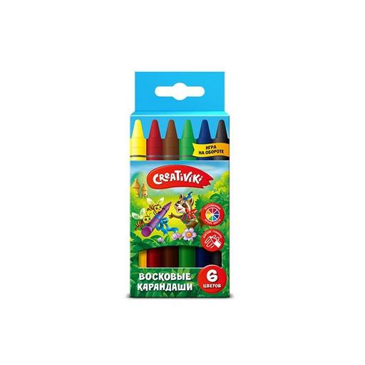 Цена за 2 шт.Карандаши восковые Creativiki 6цв. (КВ06КР, 168908)