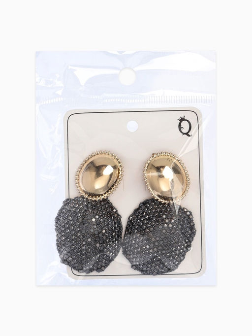 Серьги «Сияние вечера. Двойной овал», серые в золоте