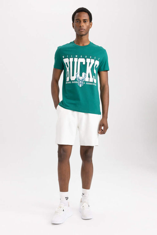 DeFactoFit Футболка из 100% хлопка с короткими рукавами и круглым вырезом NBA Milwaukee Bucks стандартного кроя  фото 4