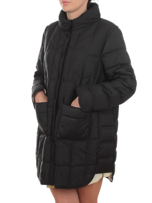 H24-322 BLACK Куртка пуховая облегченная женская (белый утиный пух) - Фабричный китай фото 5