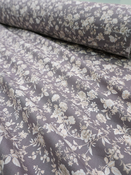 Импорт. хлопок "Летняя мелодия" цв.серый с лиловым оттенком, ш.1.5м, хлопок-100%, 100гр/м.кв