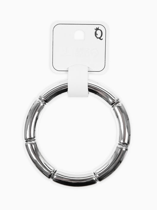 Браслет пластик на резинке "Стиль" гладкий, цвет серебро