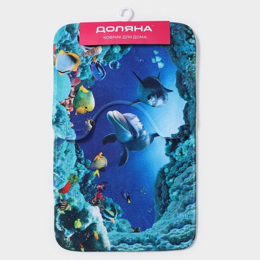 Коврики для ванны и туалета Доляна Морской мир, 2 шт: 40?50, 50?80 см фото 6