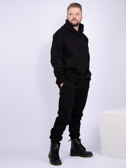 Костюм Грей черный, футер начес - Малина фото 14