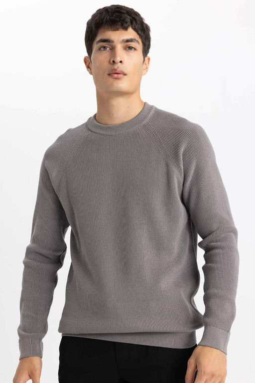 Standart Fit Normal Kesim Bisiklet Yaka Basic Duz Triko Kazak - Defacto фото 2