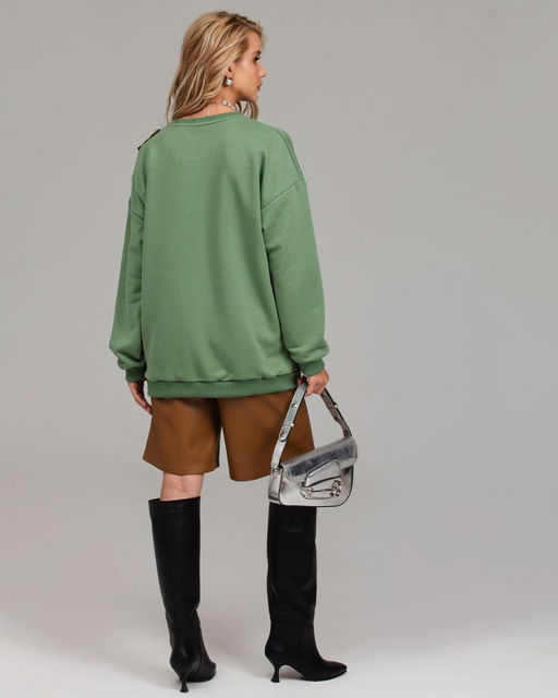 Эффектный свитшот с рюшами Футер 3-х нитка / Атлас-гофре / Органза - Sahar art lab фото 22