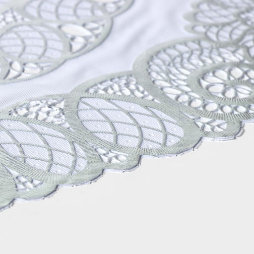 Салфетки сервировочные на стол Доляна «Листья», ажурные, 46×30 см, 4 шт., ПВХ, серебряные