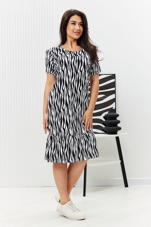 Платье Натали 83704 с воланом хлопок разноцветная фото 5