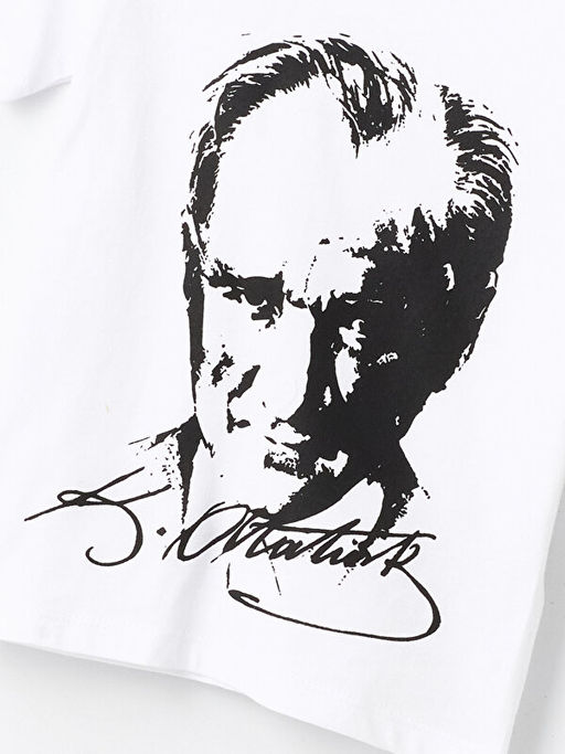 Bisiklet Yaka Atat?rk Bask?l? Erkek Bebek Ti??rt - Waikiki фото 3