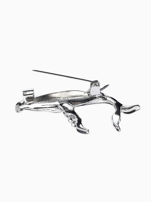 Брошь «Кит» морской, цвет серебро