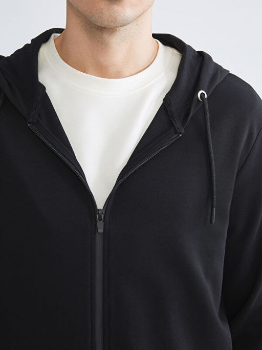 Kap??onlu Erkek Fermuarl? Sweatshirt