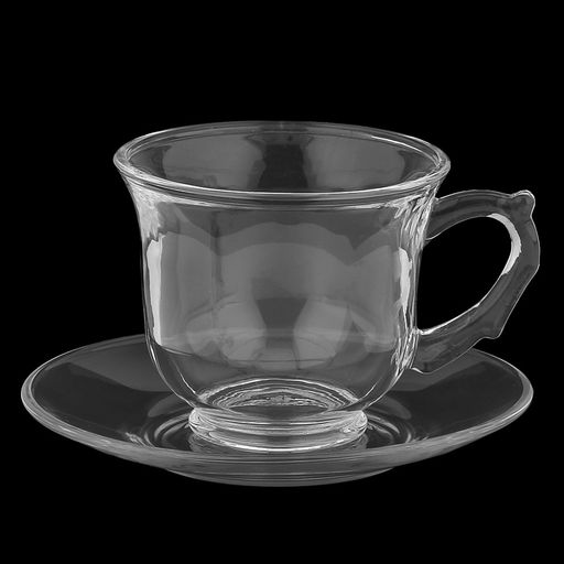 Чашка стеклянная Цинния 250мл, д9см, h7,8см, с блюдцем д13,8см, h1,8см, набор 6пар, в коробке, Дели Гласс (Deli Glass) (Китай) - Домашняя мода фото 4