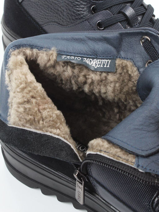 05-B203B-1M-C DK.BLUE Ботинки зимние мужские (натуральная кожа, натуральный мех)