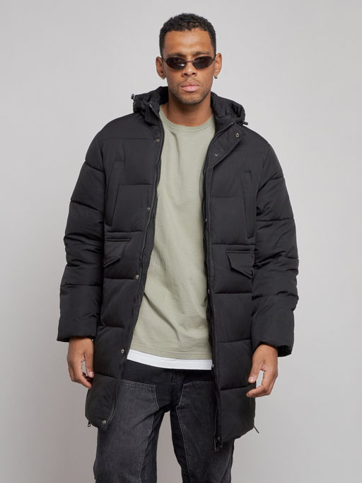 Парка мужская зимняя удлиненная молодежная черного цвета 806Ch - Wonderrman фото 9