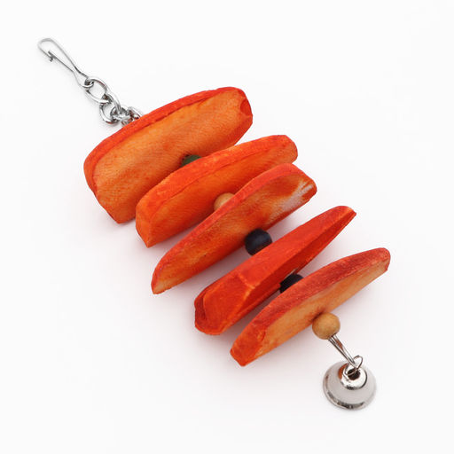 Игрушка для птиц с панцирем каракатицы и бусами, 20 х 6 см, оранжевая - Пижон фото 6