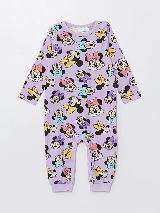 Bisiklet Yaka Uzun Kollu Minnie Mouse Bask?l? K?z Bebek Tulum 2li - Waikiki фото 2