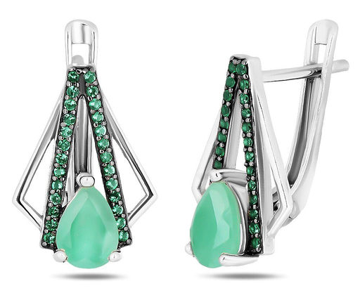 Серьги, изумруд берилл , наноизумруд, SL-RIC108