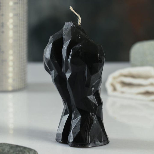 Фигурная свеча "Торс мужской хрусталь" черная, 11см