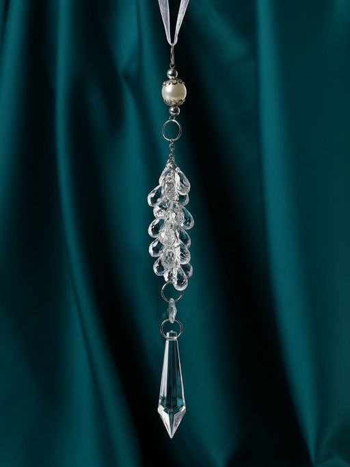 Цена за 2 шт. Ёлочная игрушка Зимнее волшебство. Льдинка гроздь кристалл, 182.5 см, прозрачный