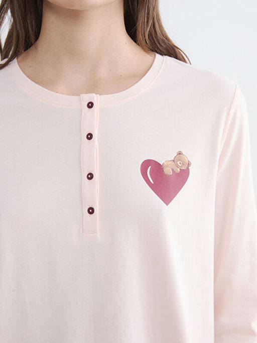 Kalp Bask?l? Hamile Pijama Tak?m