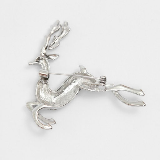 Брошь новогодняя «Олень», цвет белый в серебре