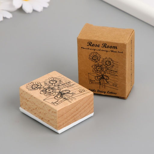 Печать дерево, резина «Письмо с маргаритками», 5×4×2.5 см