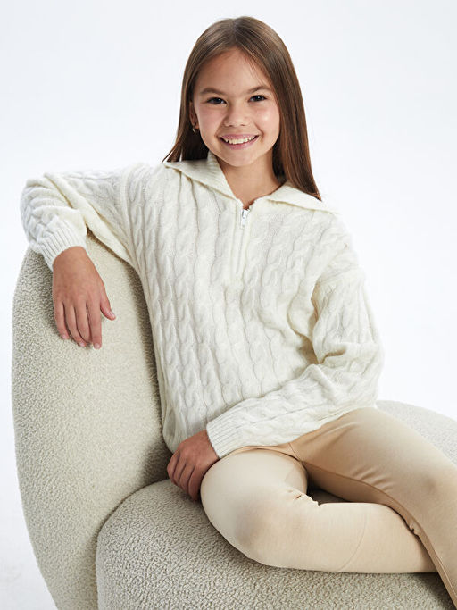 Polo Yaka K?z ?ocuk Triko Kazak - Waikiki фото 4