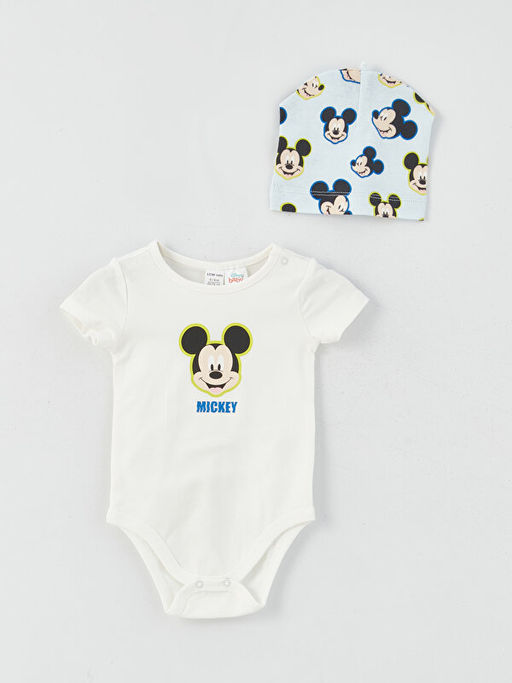 Bisiklet Yaka K?sa Kollu Mickey Mouse Bask?l? Erkek Bebek 3l? Tak?m - Waikiki фото 2