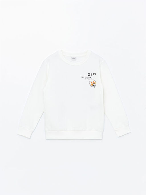 Bisiklet Yaka Bask?l? Uzun Kollu Erkek ?ocuk Sweatshirt - Waikiki фото 2